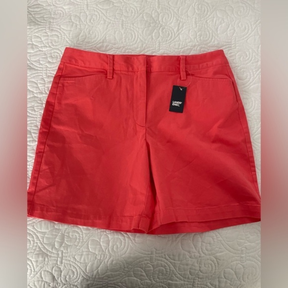 NWT Lands' End Mid-Rise WR Fit 2 Women's 7" Chino Shorts Sz 10